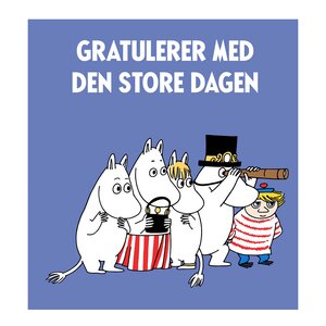 Moomin Mummi dobbeltkort 7,5x7,5 cm Gratulerer med den store dagen lilla