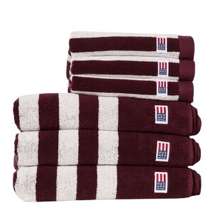 Lexington Stripet frottéhåndkle 70x130 cm fig/snow white