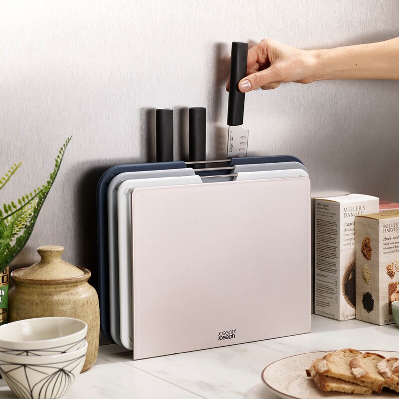 Joseph Joseph Nest skjærebrett med kniver 6 deler grå