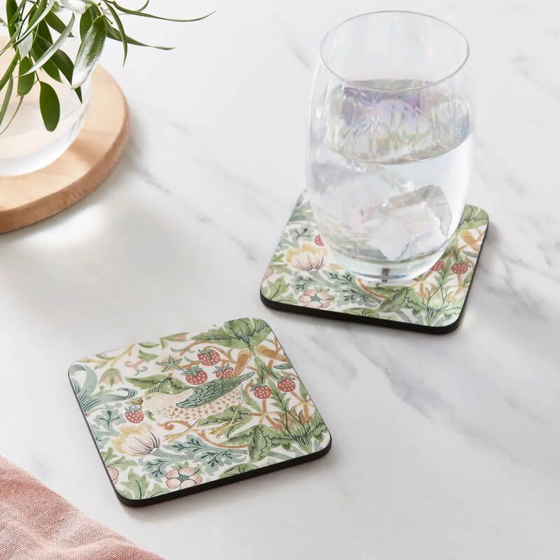 Spode Strawberry Thief glassunderlag 6 stk grønn