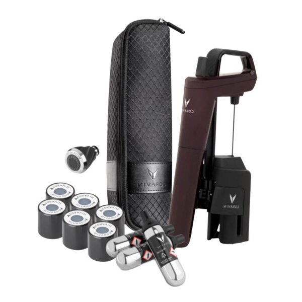 Coravin Timeless Six+ vinsystem i koffert 12 deler rød