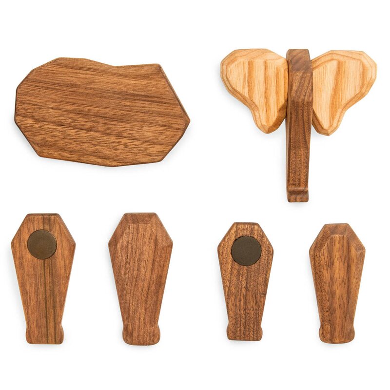 FableWood Mor elefant trefigur 12 cm valnøtt/ask