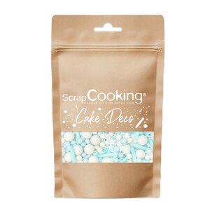 ScrapCooking Kakestrø kuler/staver/sprinkel 70 g blå/hvit
