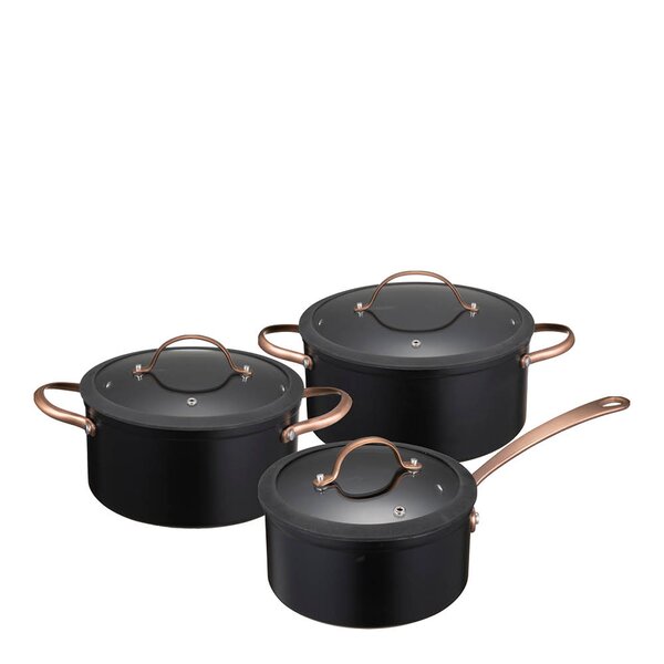 Modern House Black Copper grytesett 3 deler 1,5/3/4,9 L keramisk svart/kobber