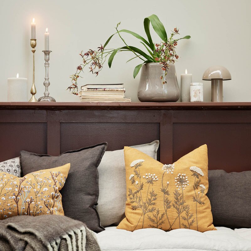 Lene Bjerre Emilde putetrekk 50x50 cm oker