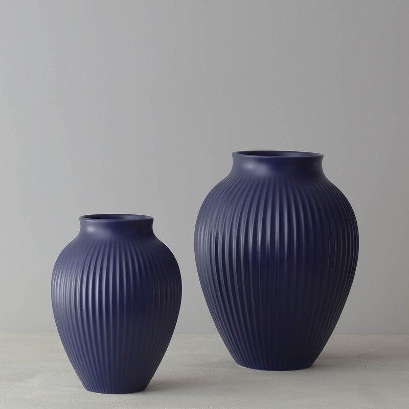 Knabstrup Keramik Ripple vase 27 cm Matt Mørk Blå