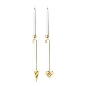 Georg Jensen Jul 2025 lysestake 2 stk hjerte og kremmerhus gull