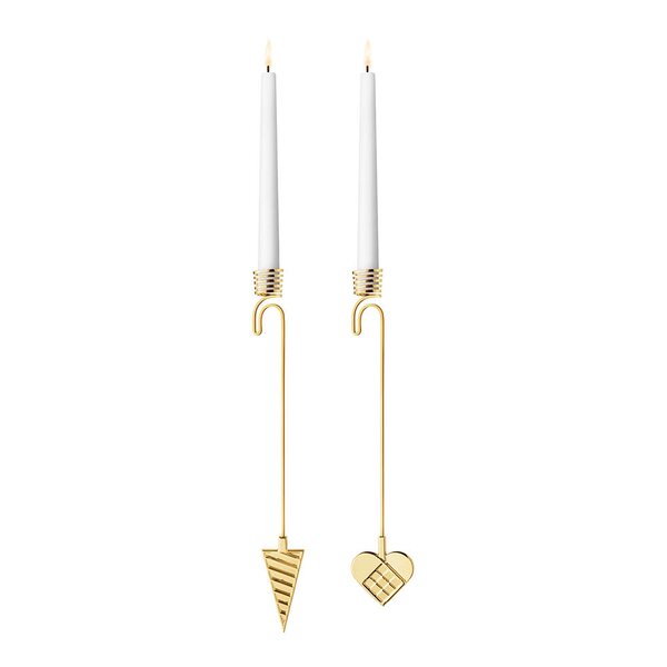 Georg Jensen Jul 2025 lysestake 2 stk hjerte og kremmerhus gull