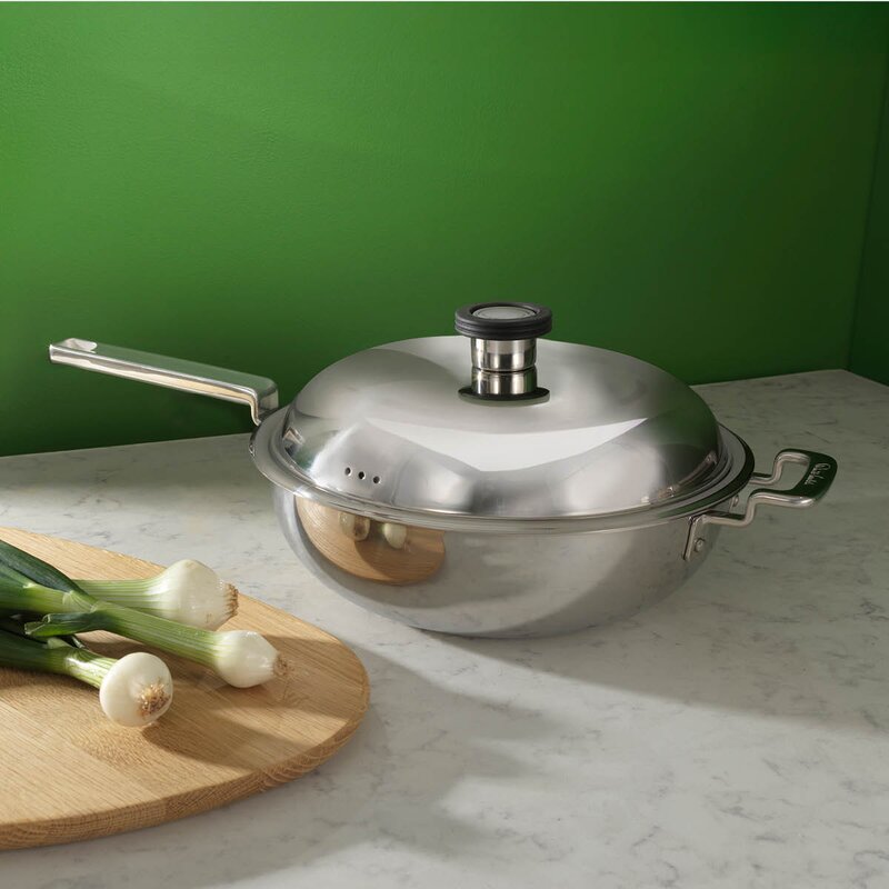 Robert Welch 316 wokpanne med lokk 28 cm rustfritt stål