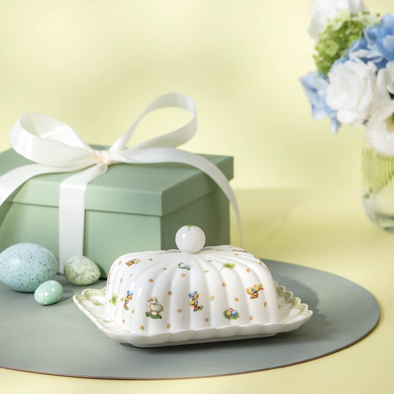 Villeroy & Boch Easter Delight smørfat 18x16 cm hvit/grønn