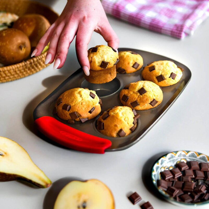Pyrex Asimetria muffinsform for 12 muffins 25x38 cm mørk grå