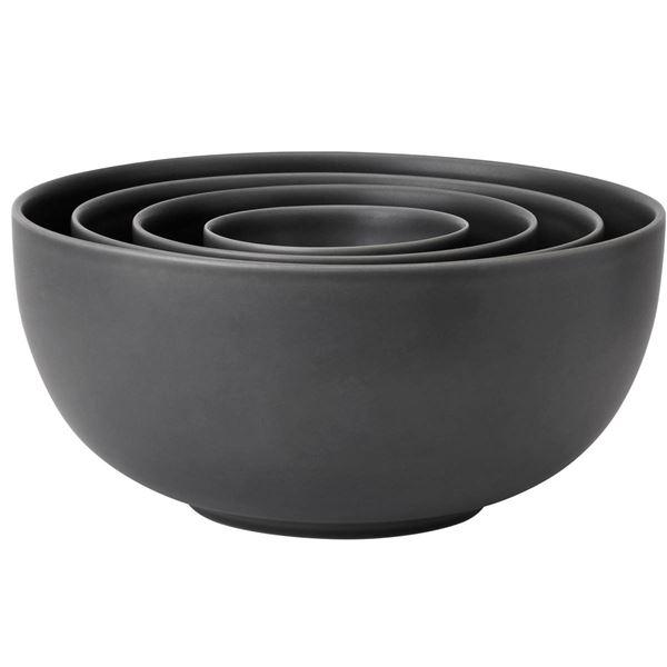 Knabstrup Keramik Tavola skålsett 4 stk mørk grå