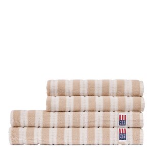 Lexington Stripete frotté håndkle 100x150 cm lys beige/off white