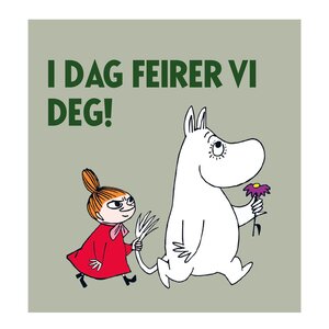 Moomin Mummi kort dobbelt 7,5x7,5 cm I dag feirer grønn