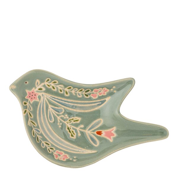 Bloomingville - Rosalynde serveringsfat 14 cm fugl grønn