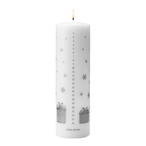 Georg Jensen Jul 2025 kalenderlys 6x20 cm hvit/sølv