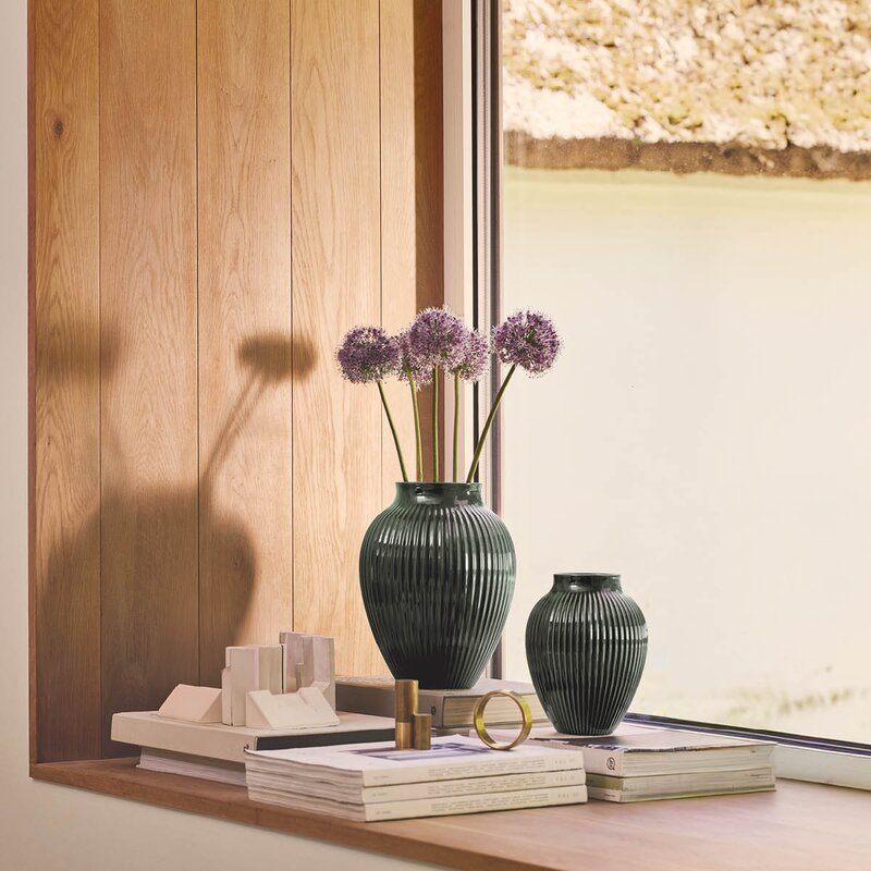 Knabstrup Keramik Ripple vase 27 cm dark green