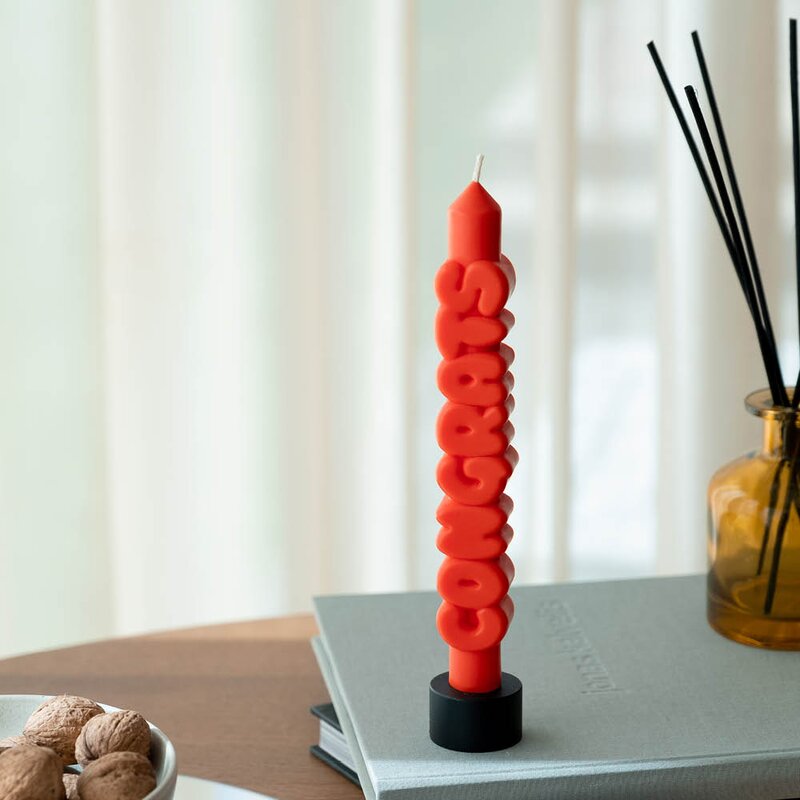 CandleHand 3D kronelys 23 cm CONGRATS oransje