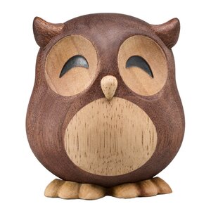 FableWood Villum ugle trefigur 8 cm gummitre/sapele