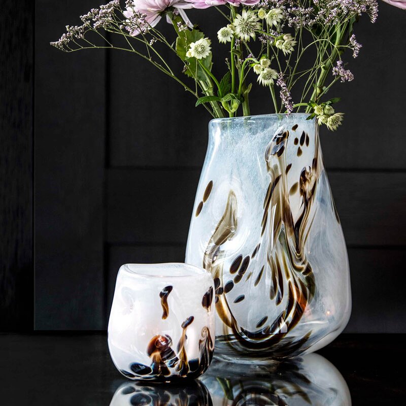 Magnor After Rain vase 12 cm hvit m/dekor