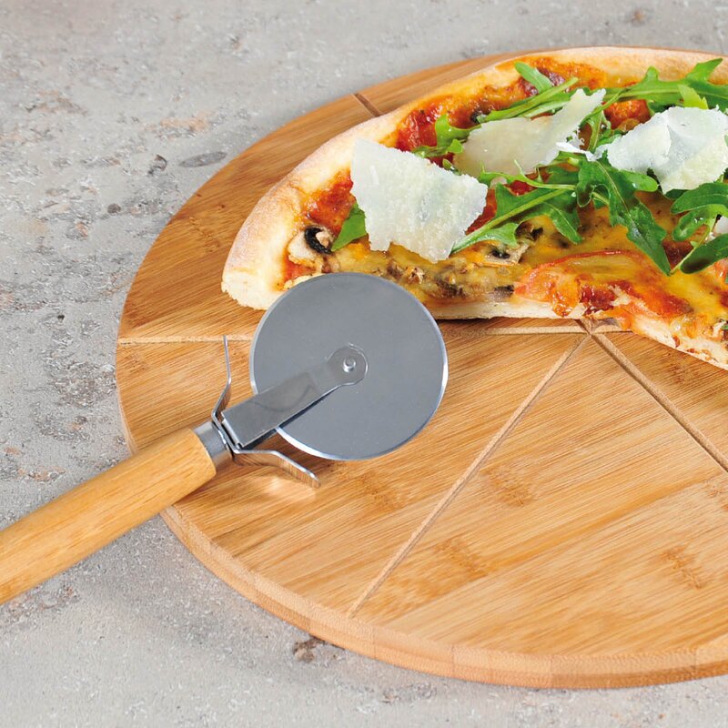 Kesper Pizzatallerken med pizzaskjærer 32 cm bambus