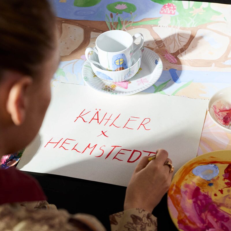 Kähler Hammershøi Kids sett med krus/tallerken og skål hvit m/deko