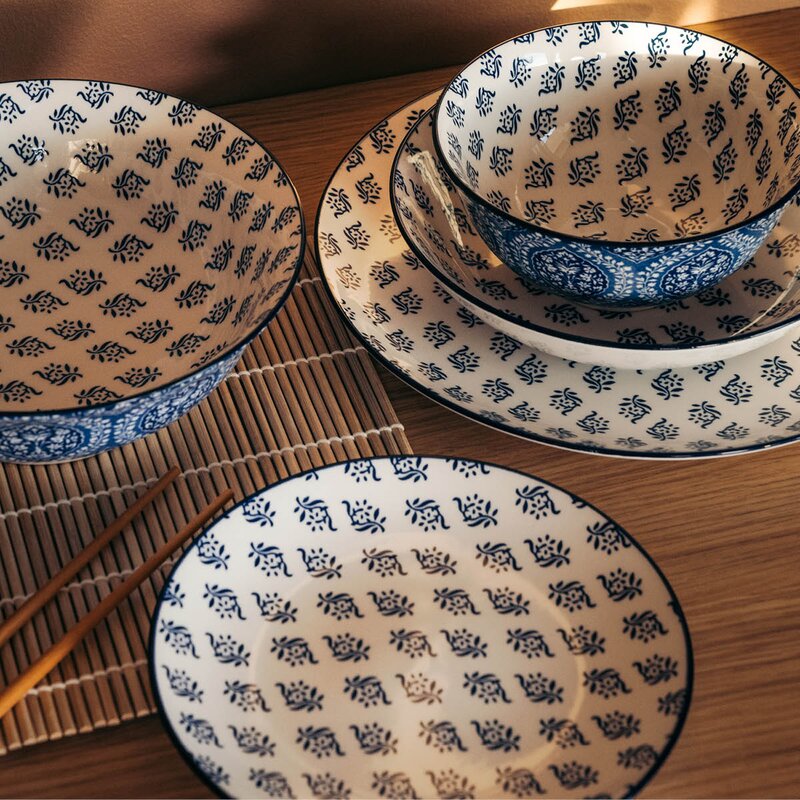 Stiernholm Sakura dyp tallerken 20 cm hvit/blå