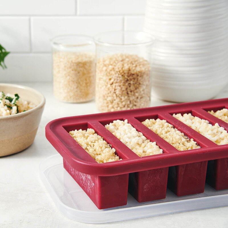 Souper Cubes Matoppbevaring m/lokk silikon half-cup 6x125 ml cranberry