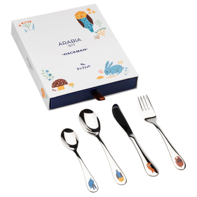 Arabia Poppoo barnebestikkk 4 deler Venner