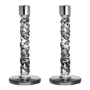Orrefors Carat lysestake 24 cm 2 stk antrasitt