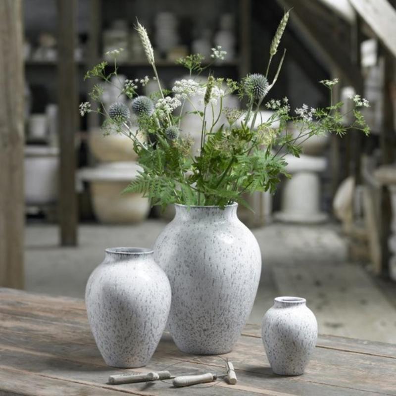 Knabstrup Keramik Vase 27 cm hvit/grå