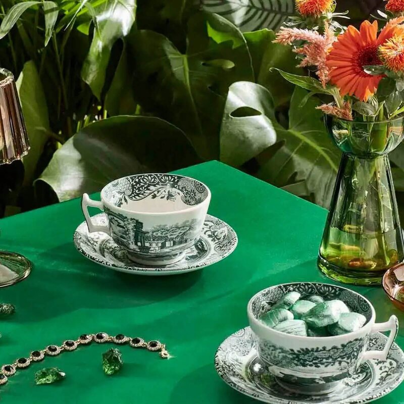 Spode Heritage Green Italian tekopp med skål 20 cl 