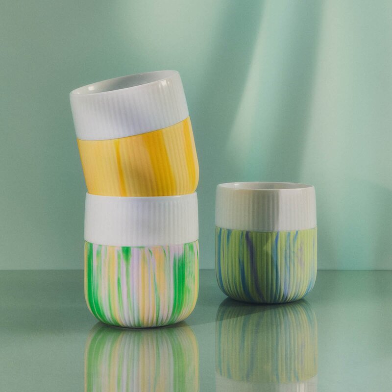 Royal Copenhagen Riflet Contrast krus 35 cl limeburst grønn