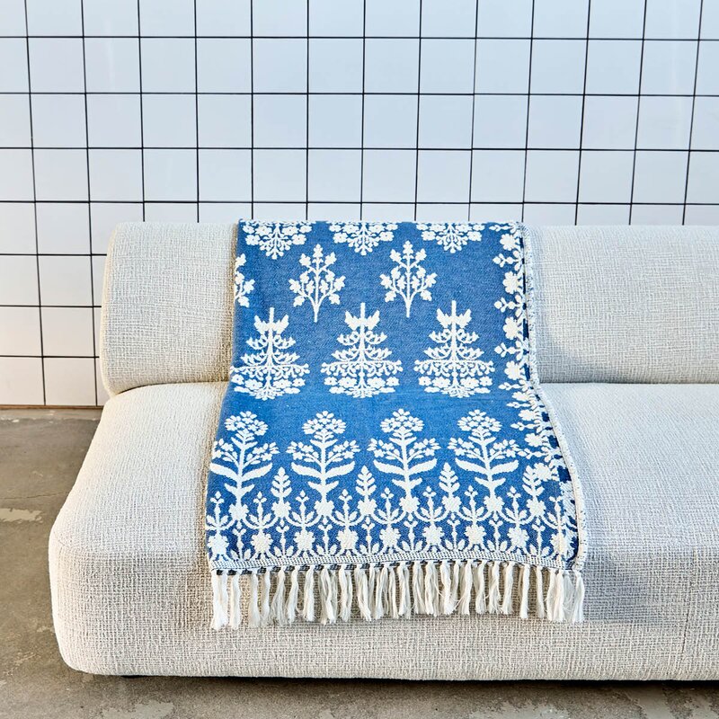 House Doctor Mazzo pledd i bomull 200x150 cm blå