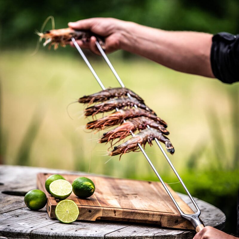 Forged Churrasco gaffelspyd 60 cm stål/oliventre