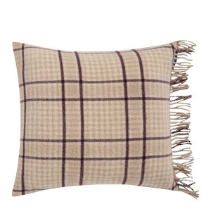 Lexington Rutete putetrekk ull 50x50 cm beige/fig
