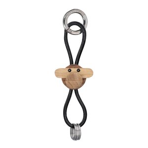 Kay Bojesen Denmark Ape nøkkelring 3 cm sølv/svart/teak/limba