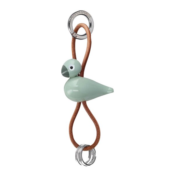 Kay Bojesen Denmark Kay Bojesen nøkkelring minifugl med lær grønn