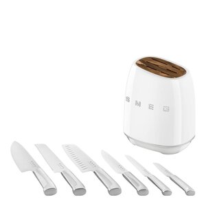 SMEG Knivblokk m/6 kniver KBSF02 hvit