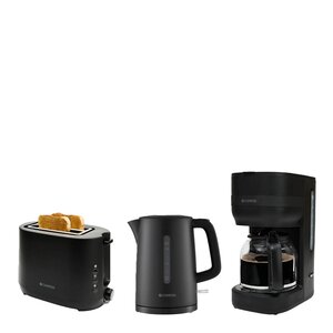 CHAMPION Frokostsett inkl vannkoker,brødrister og kaffetrakter svart