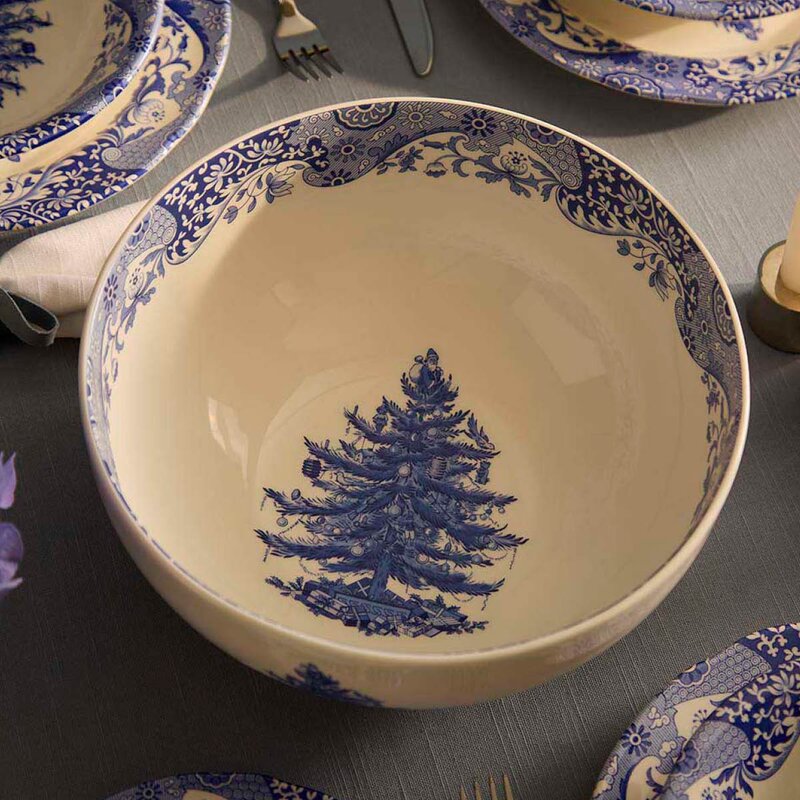 Spode Blue Italian Christmas Tree skål 27,5 cm blå/hvit