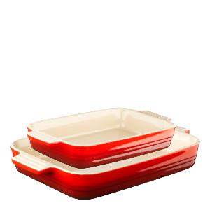 Le Creuset Ildfast formsett stentøy 25+32 cm rød