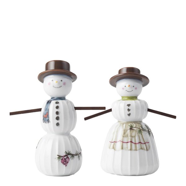 Kähler Hammershøi Christmas figur 2 stk snømann og snøkone hvit