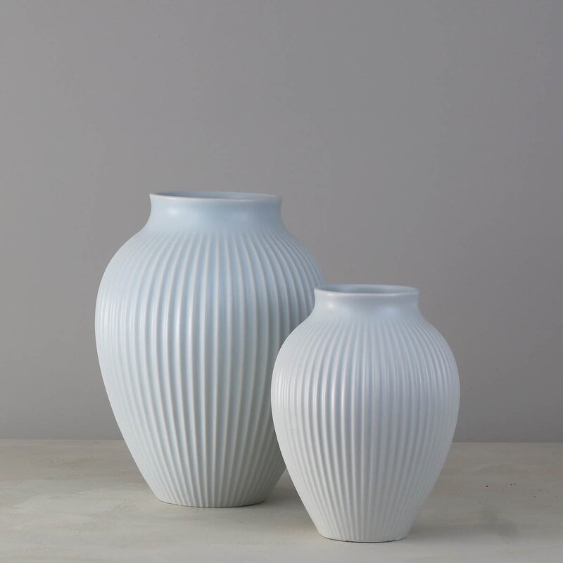 Knabstrup Keramik Ripple vase 20 cm Matt Isblå