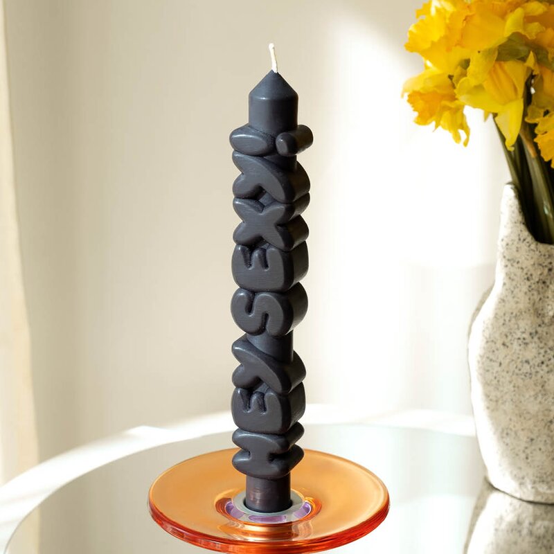 CandleHand 3D kronelys 23 cm 2 stk LOVING svart/rosa