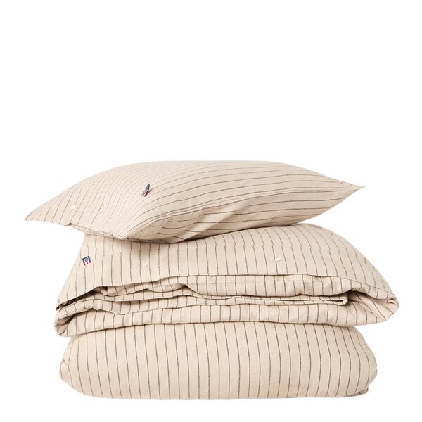 Lexington Sengesett 200x220 cm bomullsflanell smalstripet beige/brown