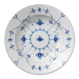 Royal Copenhagen Musselmalt Riflet dyp tallerken 23 cm hvit/blå