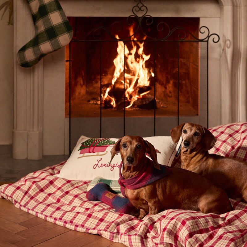 Lexington Sengesett flanell 140x200 cm rutete rød/beige