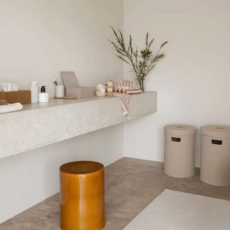 Blomus Arto badehåndkle 140x70 cm beige/orange brede striper