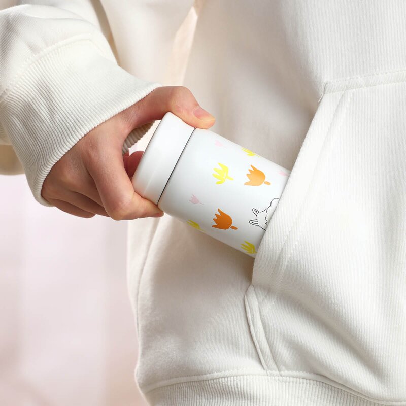 Moomin Mummi termokopp 20 cl blomster hvit